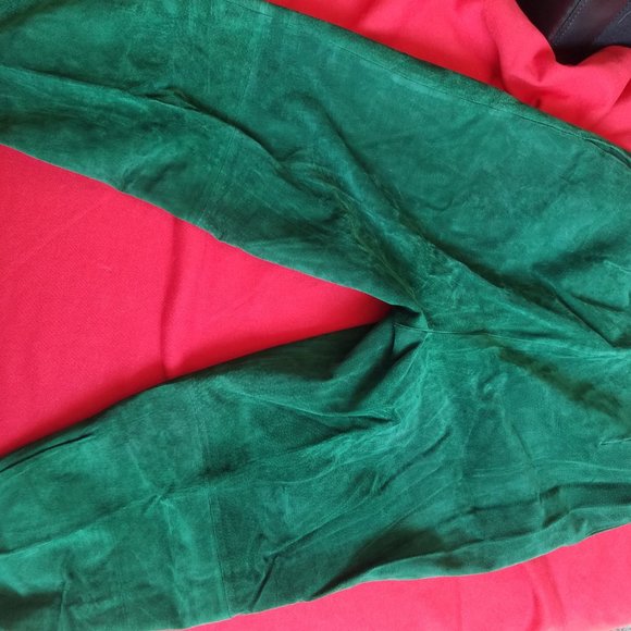 Wilsons Vintage 1990's Green Suede Slacks - Picture 2 of 3